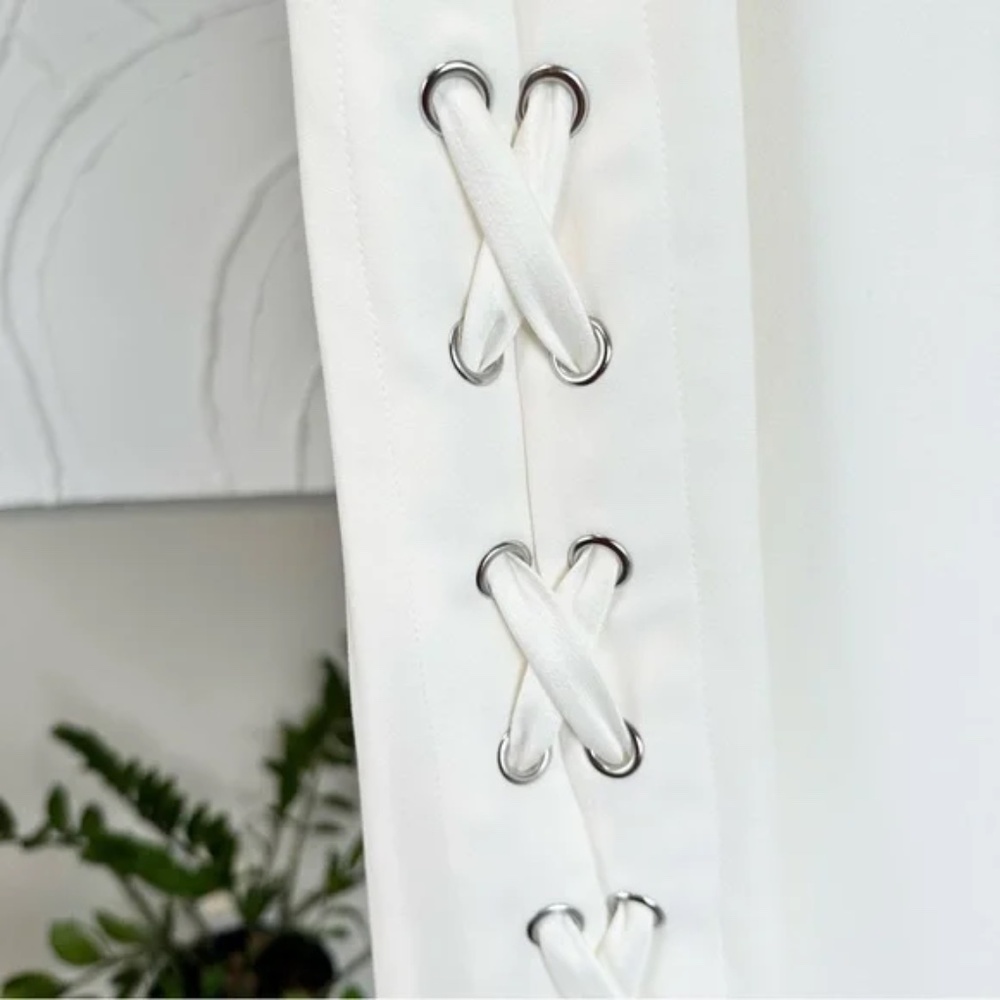 Parker Riviera Lace-Up Sides White Dress Keyhole Neck - Picture 12 of 15